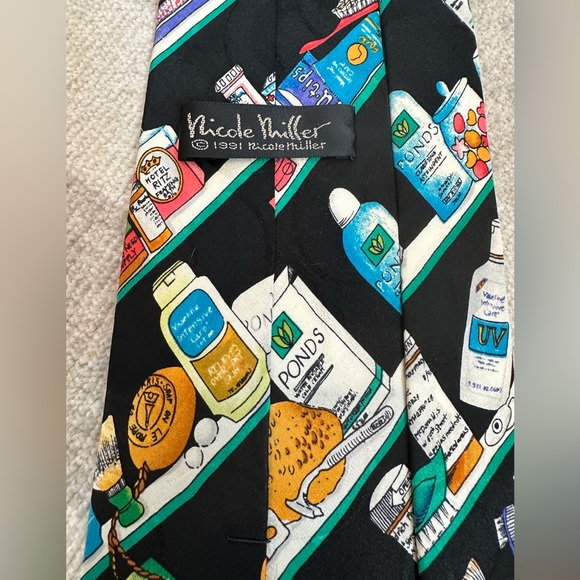 Vintage 1991 Nicole Miller Medicine Cabinet Silk Tie - Picture 5 of 6
